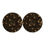 Black And Gold Peacock Feather Print Car Coasters