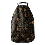 Black And Gold Peacock Feather Print Car Seat Organizers