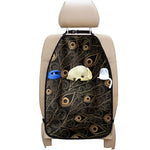 Black And Gold Peacock Feather Print Car Seat Organizers