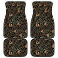 Black And Gold Peacock Feather Print Front and Back Car Floor Mats