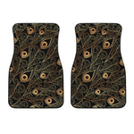 Black And Gold Peacock Feather Print Front Car Floor Mats