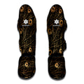 Black And Gold Peacock Feather Print Muay Thai Shin Guards