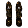 Black And Gold Peacock Feather Print Muay Thai Shin Guard