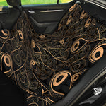 Black And Gold Peacock Feather Print Pet Car Back Seat Cover