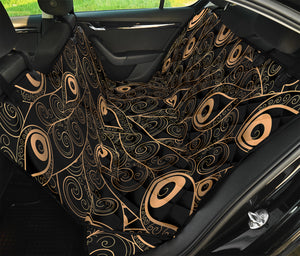 Black And Gold Peacock Feather Print Pet Car Back Seat Cover