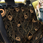 Black And Gold Peacock Feather Print Pet Car Back Seat Cover