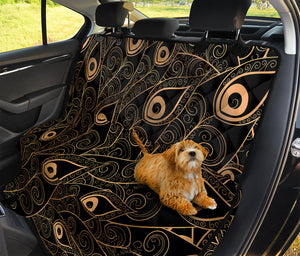 Black And Gold Peacock Feather Print Pet Car Back Seat Cover