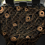 Black And Gold Peacock Feather Print Pet Car Back Seat Cover