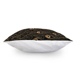 Black And Gold Peacock Feather Print Pillow Cover