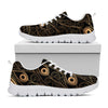 Black And Gold Peacock Feather Print White Sneakers