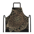 Black And Gold Sea Turtle Print Apron