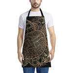 Black And Gold Sea Turtle Print Apron