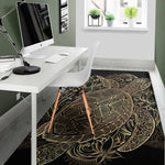 Black And Gold Sea Turtle Print Area Rug