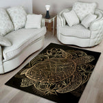 Black And Gold Sea Turtle Print Area Rug