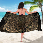 Black And Gold Sea Turtle Print Beach Sarong Wrap