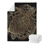Black And Gold Sea Turtle Print Blanket