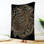 Black And Gold Sea Turtle Print Blanket
