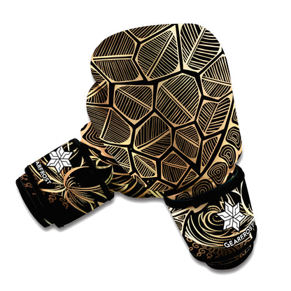 Black And Gold Sea Turtle Print Boxing Gloves