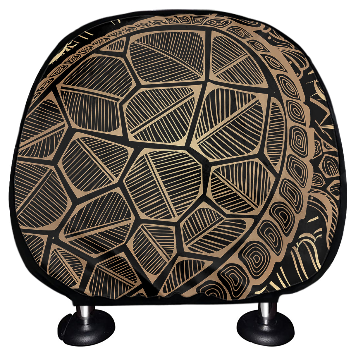 Black And Gold Sea Turtle Print Car Headrest Covers