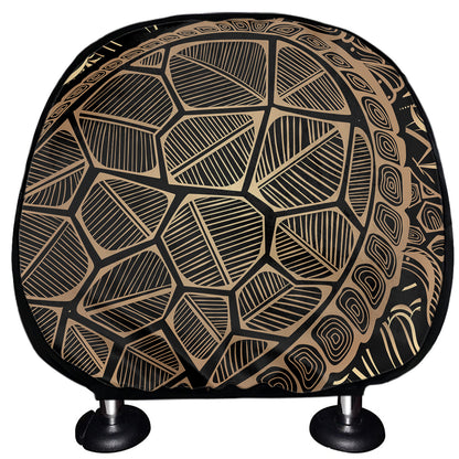 Black And Gold Sea Turtle Print Car Headrest Covers
