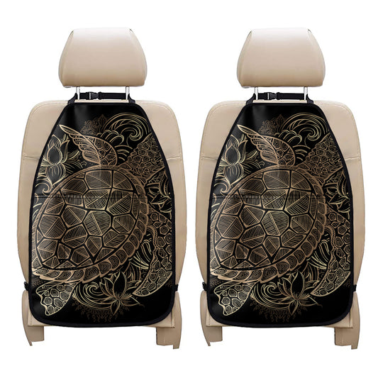 Black And Gold Sea Turtle Print Car Seat Organizers