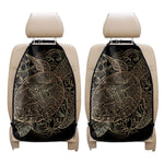 Black And Gold Sea Turtle Print Car Seat Organizers