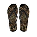 Black And Gold Sea Turtle Print Flip Flops