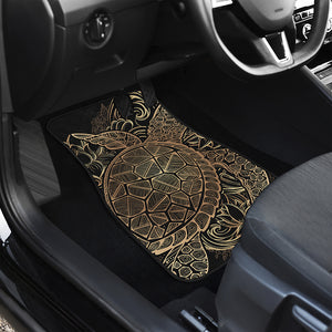 Black And Gold Sea Turtle Print Front and Back Car Floor Mats