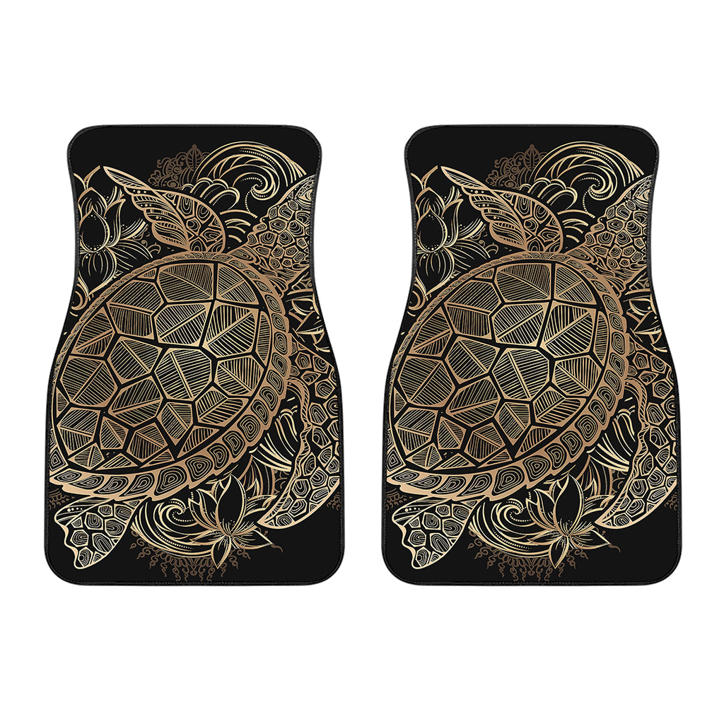 Black And Gold Sea Turtle Print Front Car Floor Mats