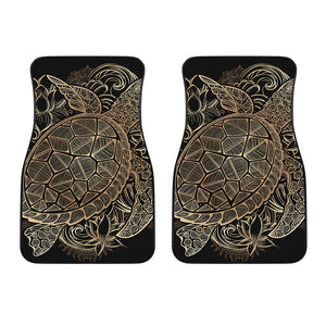 Black And Gold Sea Turtle Print Front Car Floor Mats