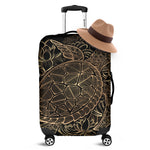 Black And Gold Sea Turtle Print Luggage Cover