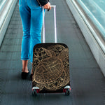 Black And Gold Sea Turtle Print Luggage Cover