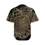 Black And Gold Sea Turtle Print Men's Baseball Jersey