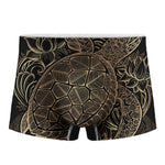Black And Gold Sea Turtle Print Men's Boxer Briefs