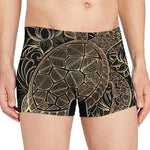 Black And Gold Sea Turtle Print Men's Boxer Briefs