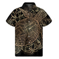 Black And Gold Sea Turtle Print Men's Short Sleeve Shirt