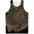 Black And Gold Sea Turtle Print Men's Tank Top