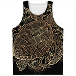 Black And Gold Sea Turtle Print Men's Tank Top
