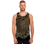 Black And Gold Sea Turtle Print Men's Tank Top