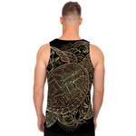 Black And Gold Sea Turtle Print Men's Tank Top