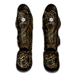 Black And Gold Sea Turtle Print Muay Thai Shin Guard