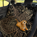 Black And Gold Sea Turtle Print Pet Car Back Seat Cover
