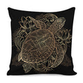Black And Gold Sea Turtle Print Pillow Cover