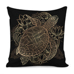 Black And Gold Sea Turtle Print Pillow Cover