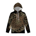 Black And Gold Sea Turtle Print Pullover Hoodie