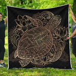Black And Gold Sea Turtle Print Quilt