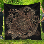 Black And Gold Sea Turtle Print Quilt
