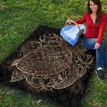 Black And Gold Sea Turtle Print Quilt
