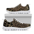 Black And Gold Sea Turtle Print White Running Shoes