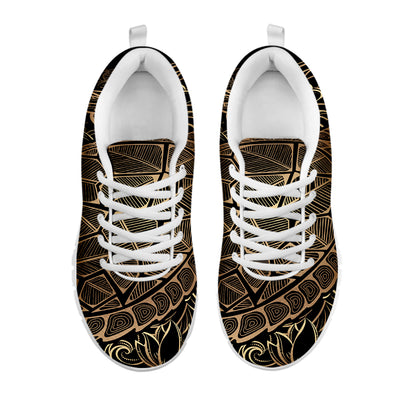 Black And Gold Sea Turtle Print White Sneakers